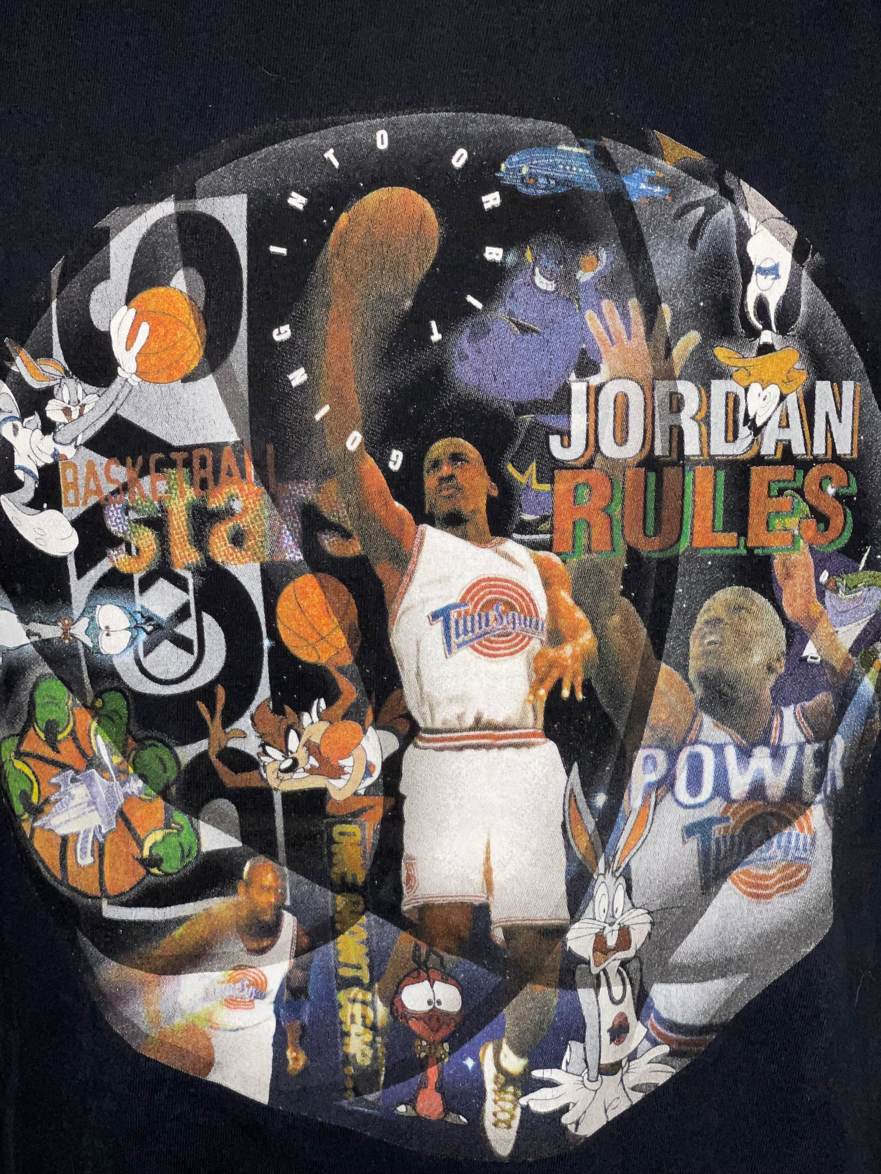 VTG 1996 Michael Jordan Space Jam Looney Tunes Warner Bros Studio Shop Promo Tee Sz Medium